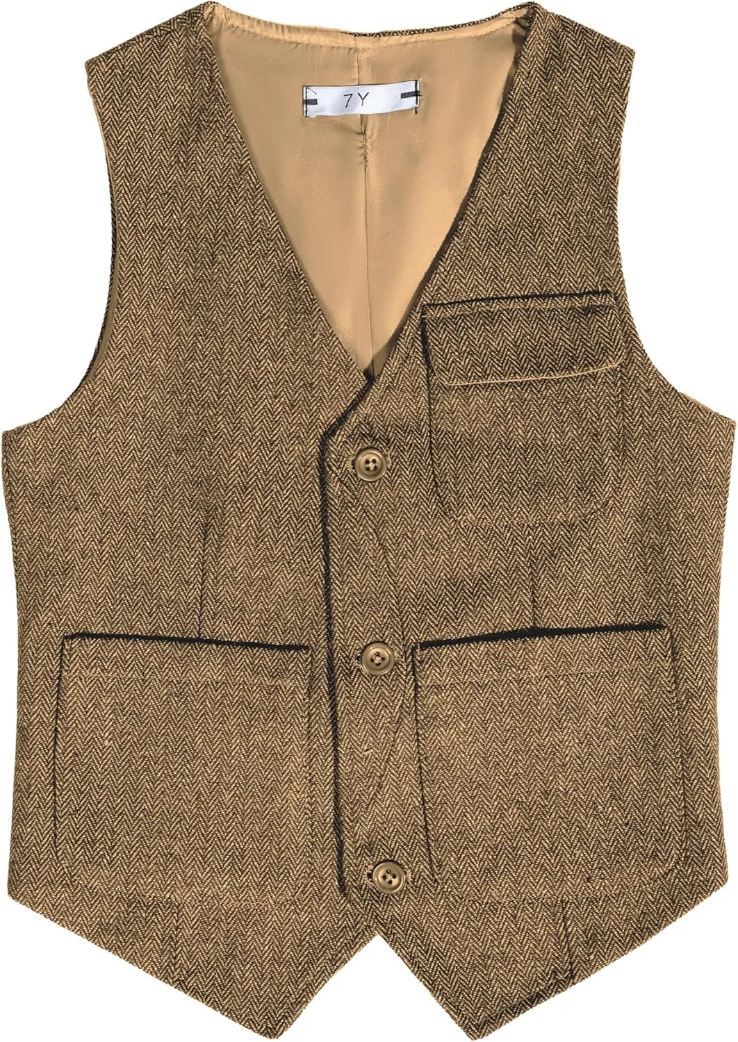 Boys Vest Vintage Tweed Toddler Little Kids Waistcoat with Pocket Sleeveless Slim Fit Casual Vest Outfit