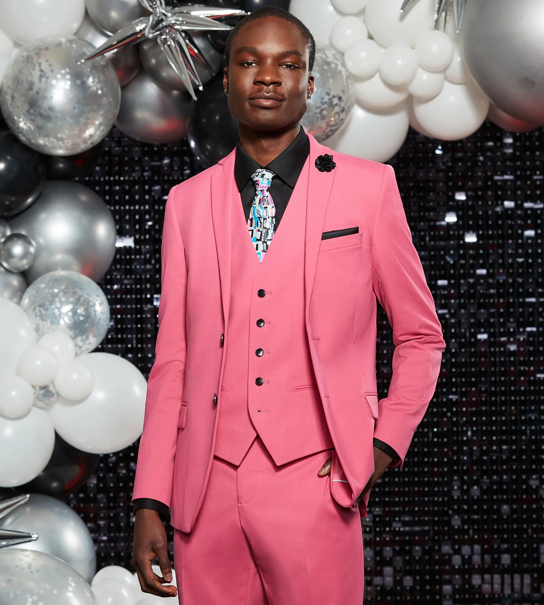 Bright Pink Solid Suit Vest