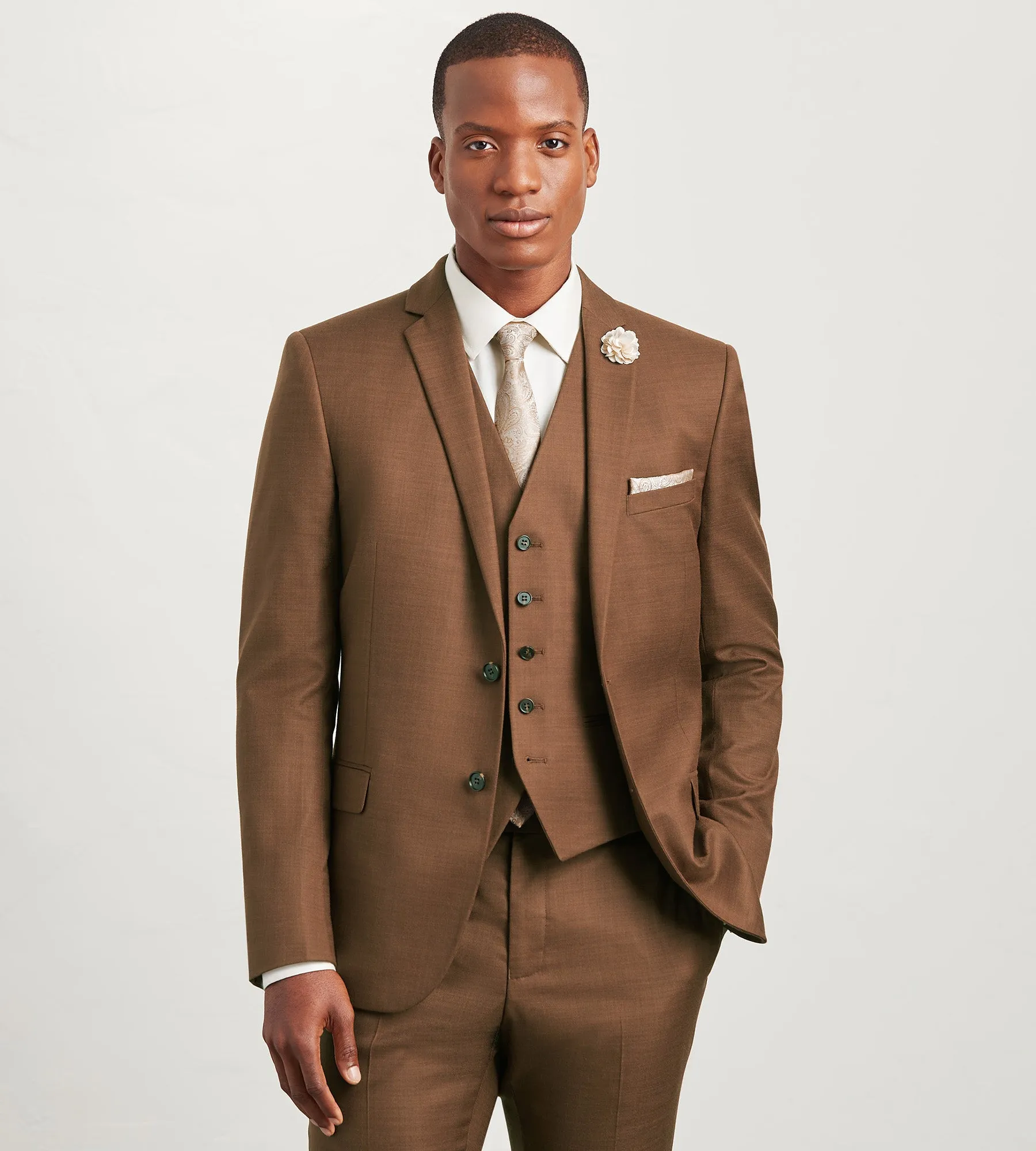Cappuccino Solid Suit Vest