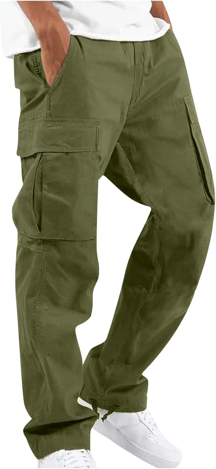 Cargo Pants for Men Baggy Drawstring Elastic Waist Sweatpants Stylish with Pockets Work Pants 2024 Joggers Trousers