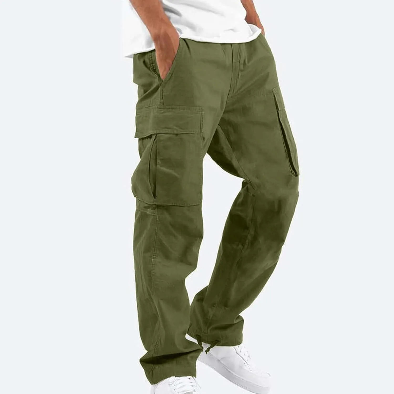 Cargo Pants for Men Baggy Drawstring Elastic Waist Sweatpants Stylish with Pockets Work Pants 2024 Joggers Trousers