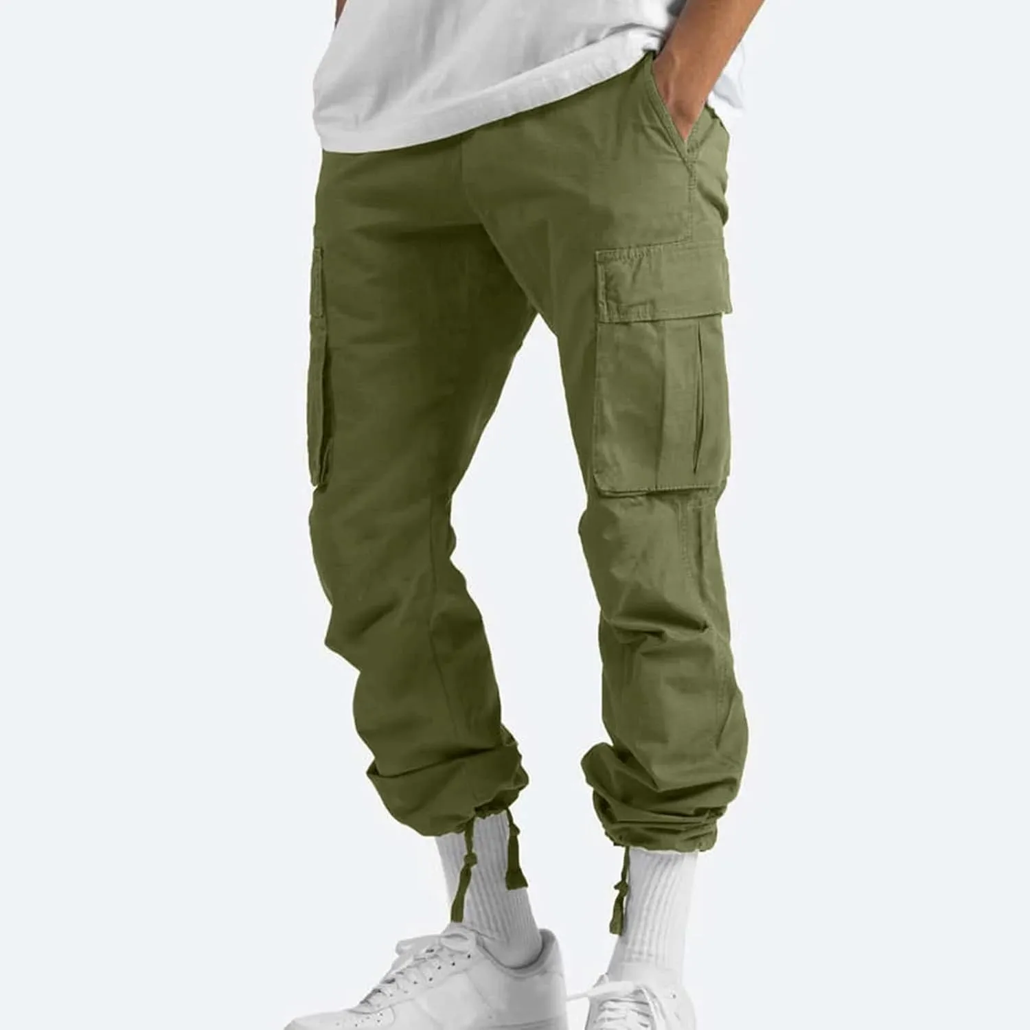 Cargo Pants for Men Baggy Drawstring Elastic Waist Sweatpants Stylish with Pockets Work Pants 2024 Joggers Trousers