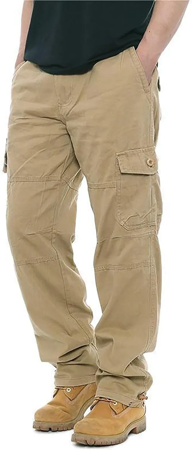 Cargo Work Pants for Men Slim Fit Zipper Pockets Baggy Pants Stretch Tapered Fit Sweat Pants Joggers Plus Size Pants