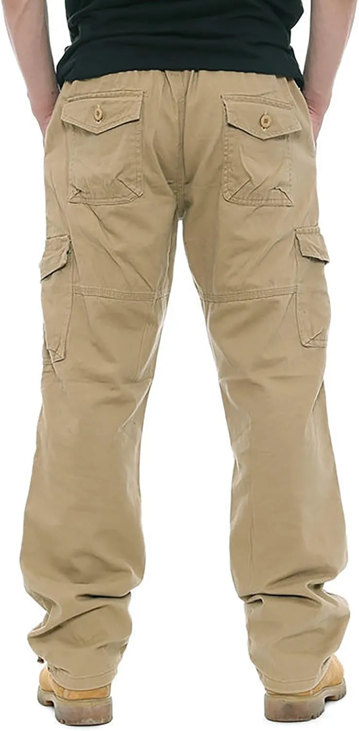 Cargo Work Pants for Men Slim Fit Zipper Pockets Baggy Pants Stretch Tapered Fit Sweat Pants Joggers Plus Size Pants