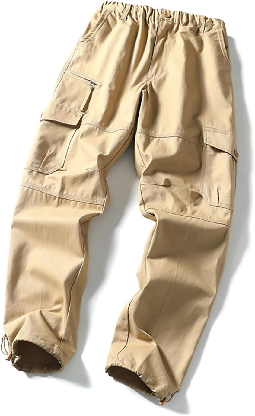 Cargo Work Pants for Men Slim Fit Zipper Pockets Baggy Pants Stretch Tapered Fit Sweat Pants Joggers Plus Size Pants