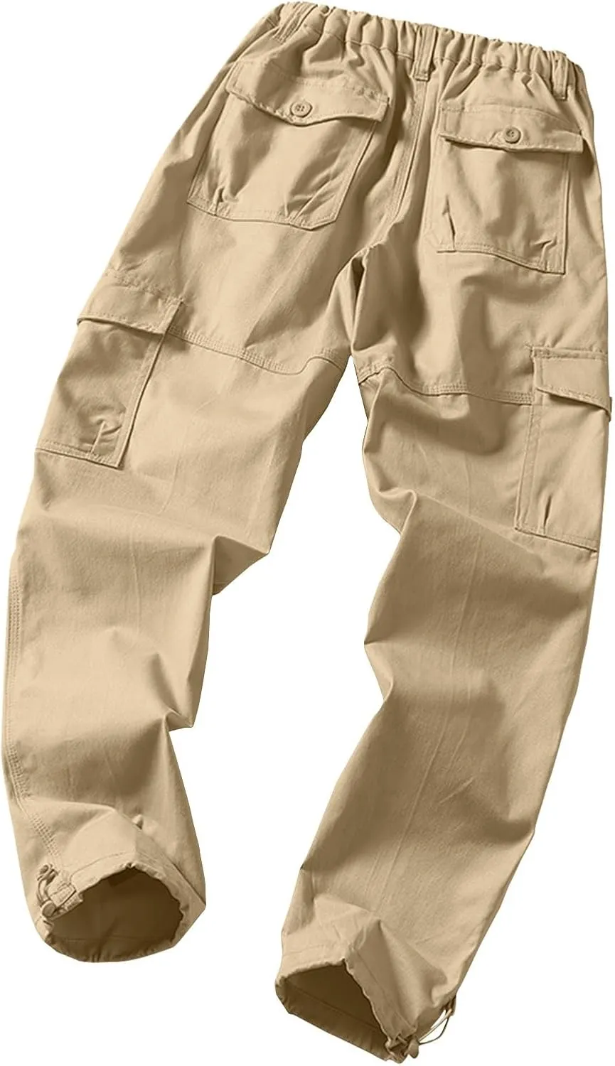 Cargo Work Pants for Men Slim Fit Zipper Pockets Baggy Pants Stretch Tapered Fit Sweat Pants Joggers Plus Size Pants