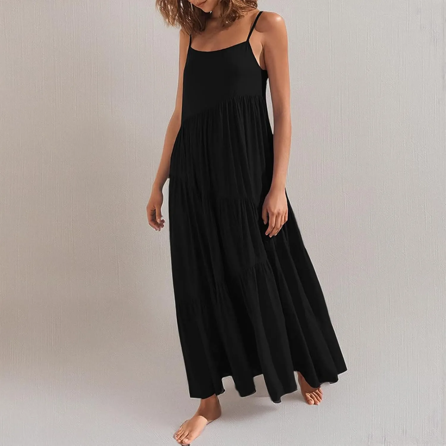 Chatinction Womens Summer Spaghetti Strap Sleeveless Long Maxi Dress Flowy Beach Vacation Dresses