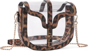 Clear Crossbody Bag for Women Stadium Approved- Vegan Leather See-Through Purse with Zipper, Stylish PVC Studded Should Bag