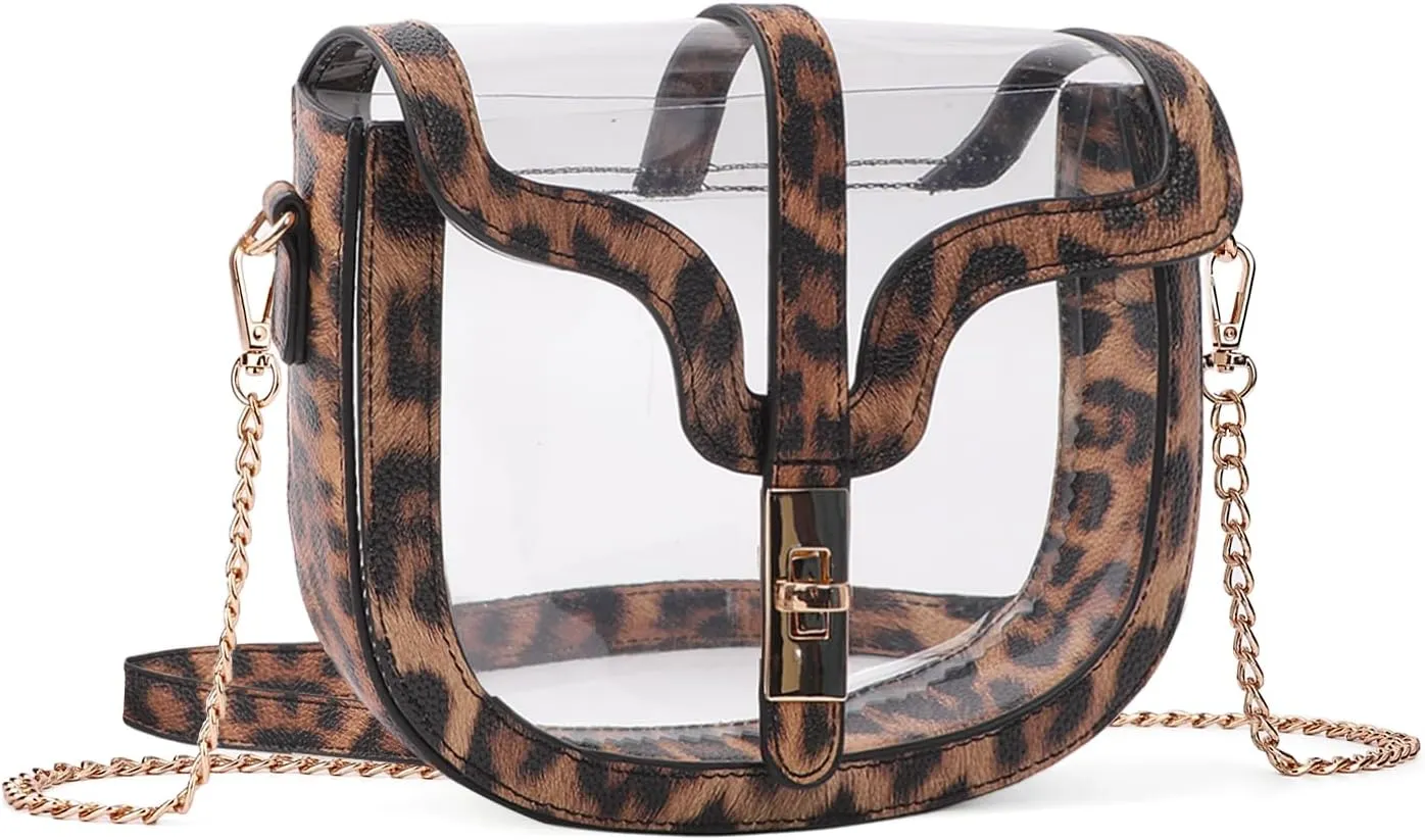 Clear Crossbody Bag for Women Stadium Approved- Vegan Leather See-Through Purse with Zipper, Stylish PVC Studded Should Bag