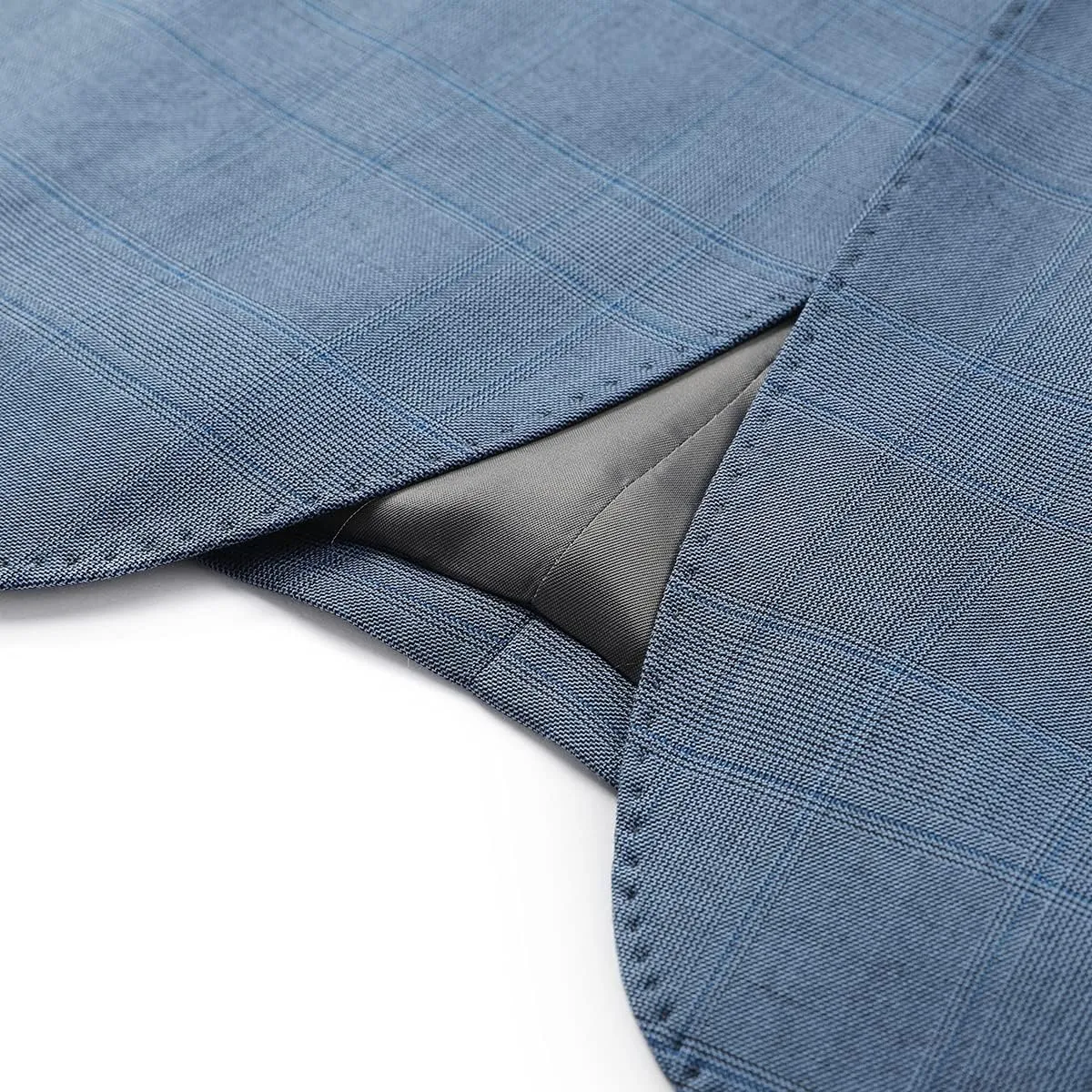 Cloudstyle Mens 3 Piece Slim fit Checked Suit Blue/Black Single Breasted Vintage Suits