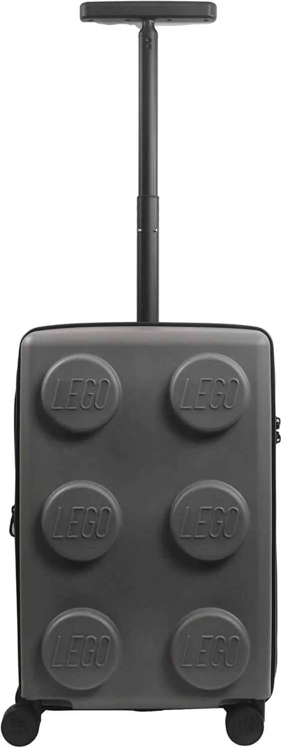 Concept One LEGO 22 Inch Carry On Rolling Luggage, Signature Brick Hardshell Suitcase with Spinner Wheels, Grey