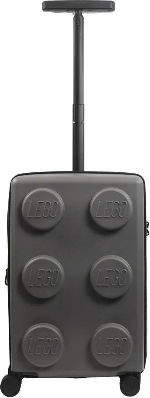 Concept One LEGO 22 Inch Carry On Rolling Luggage, Signature Brick Hardshell Suitcase with Spinner Wheels, Grey
