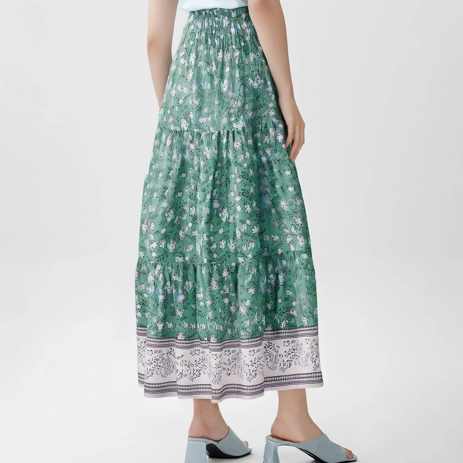 COTECRAM Maxi Skirts for Women 2025 Bohemian Long Skirts Pleated Flowy High Waist Casual A Line Floral Printed Summer Skirt