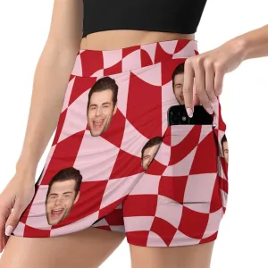 Custom Athletic Tennis Skorts Valentine's Day Gift for Girlfriend Wife Personalized Golf Active Skirt with Pocket