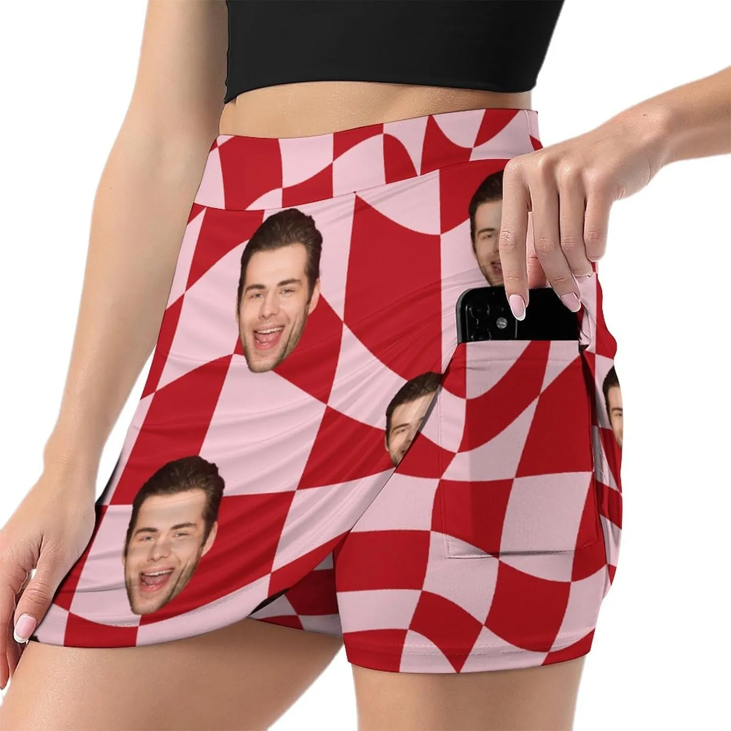 Custom Athletic Tennis Skorts Valentine's Day Gift for Girlfriend Wife Personalized Golf Active Skirt with Pocket