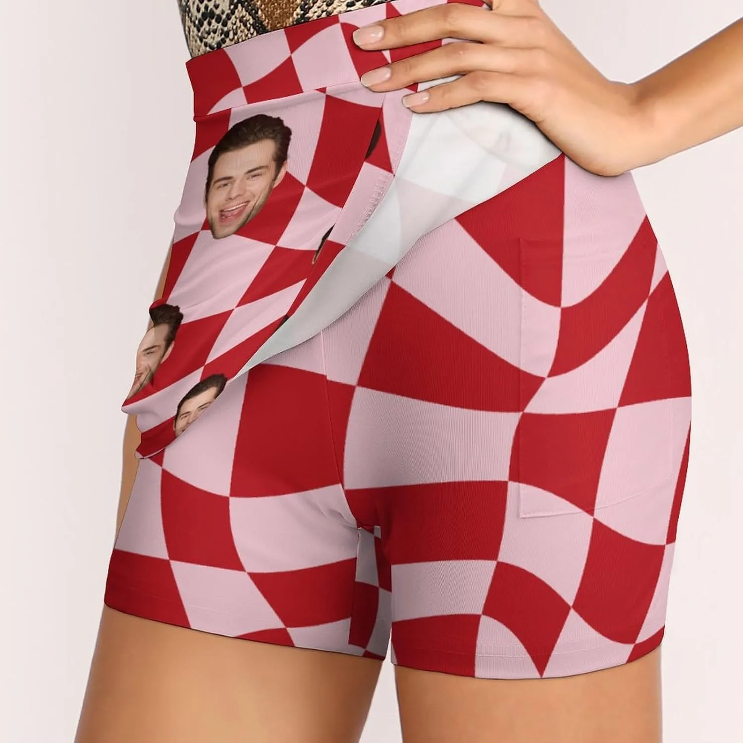 Custom Athletic Tennis Skorts Valentine's Day Gift for Girlfriend Wife Personalized Golf Active Skirt with Pocket