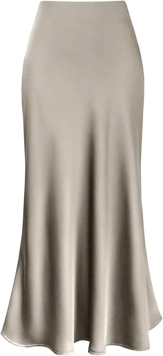 Cute Skirts for Women High Waisted A-Line Solid Color Satin Trendy Fairy Workout Womens Elegant Summer Sexy Flowy