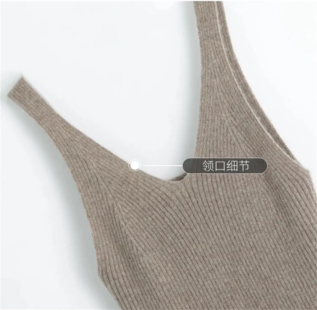 Dninmim Women's Knit Camisole Top V-Neck Sling Thin Inside Stretch Vest