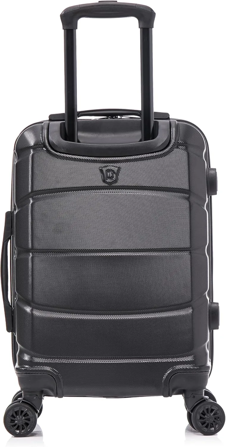 DUKAP SENSE Hardside Luggage with Spinner Wheels | 20 in Durable Lightweight Carry on Suitcase for Travel | Zipper Clouser Suit Case with Gel Handles and Trolley | Black