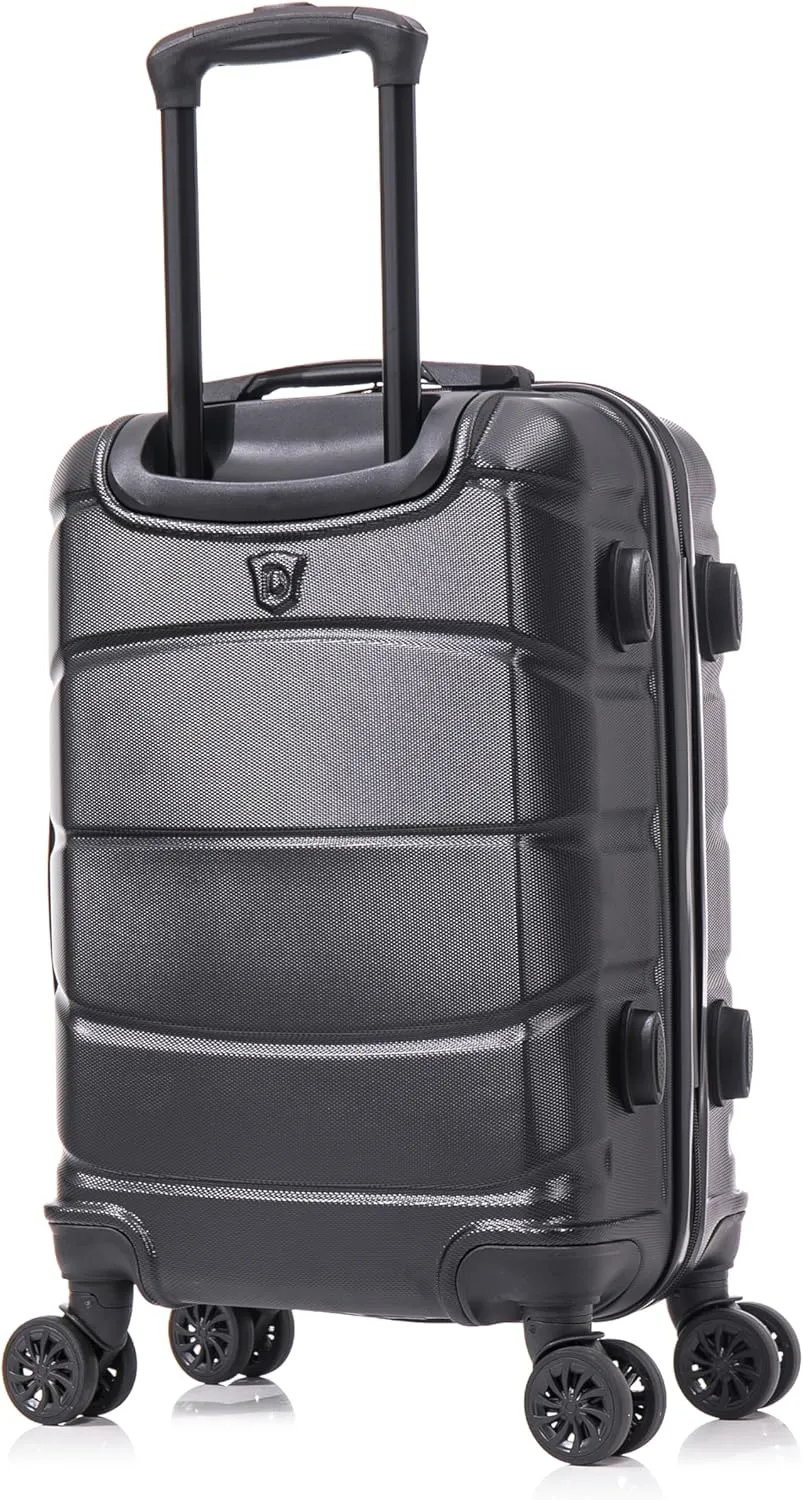 DUKAP SENSE Hardside Luggage with Spinner Wheels | 20 in Durable Lightweight Carry on Suitcase for Travel | Zipper Clouser Suit Case with Gel Handles and Trolley | Black