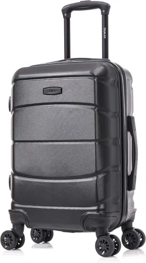 DUKAP SENSE Hardside Luggage with Spinner Wheels | 20 in Durable Lightweight Carry on Suitcase for Travel | Zipper Clouser Suit Case with Gel Handles and Trolley | Black