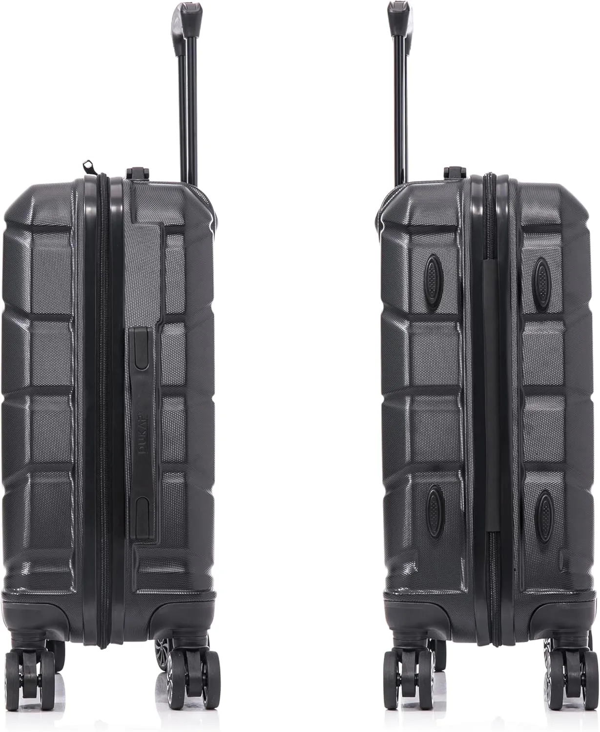 DUKAP SENSE Hardside Luggage with Spinner Wheels | 20 in Durable Lightweight Carry on Suitcase for Travel | Zipper Clouser Suit Case with Gel Handles and Trolley | Black