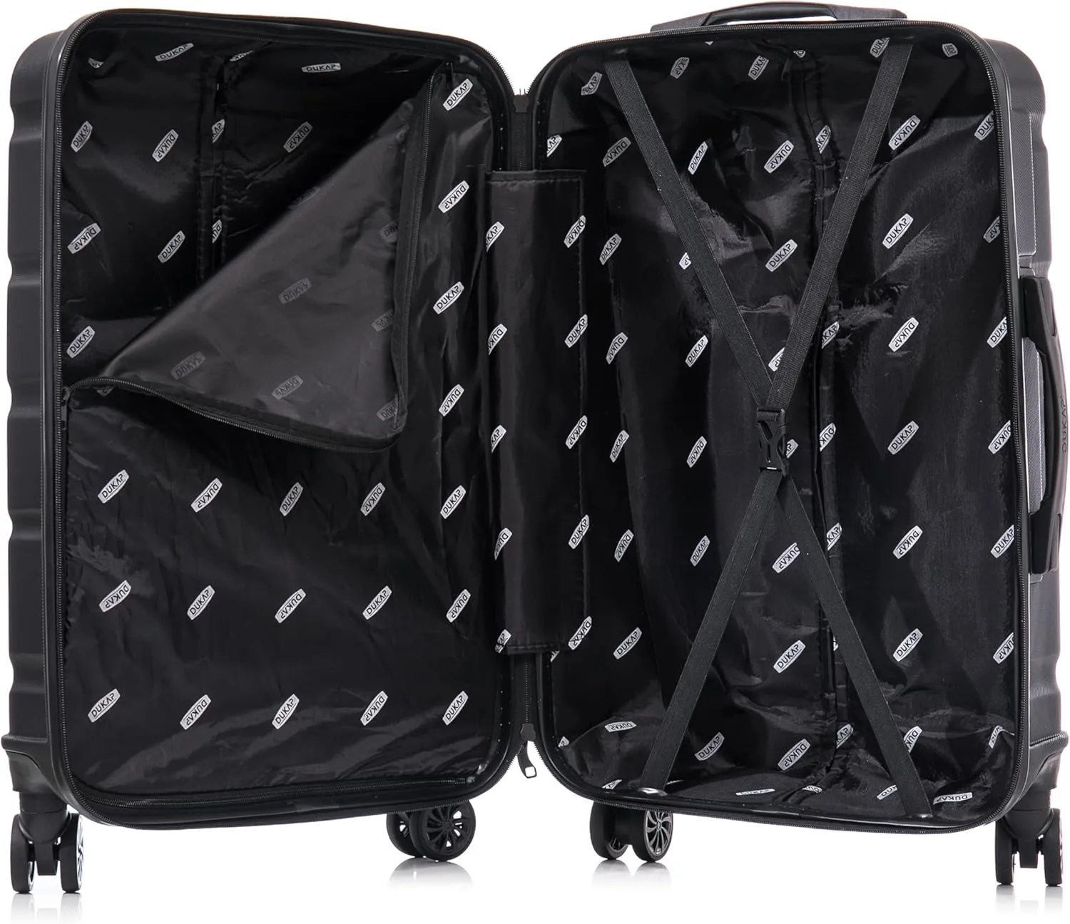 DUKAP SENSE Hardside Luggage with Spinner Wheels | 20 in Durable Lightweight Carry on Suitcase for Travel | Zipper Clouser Suit Case with Gel Handles and Trolley | Black