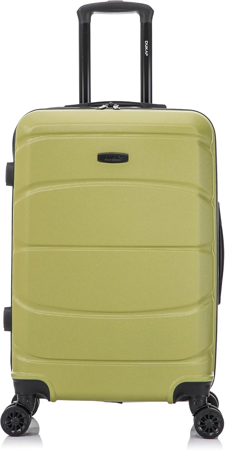DUKAP SENSE Hardside Luggage with Spinner Wheels | 24 in Durable Lightweight Medium Checked Suitcase for Travel | Zipper Clouser Suit Case with Gel Handles and Trolley | Green