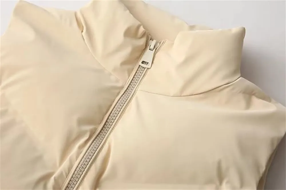 Dvbfufv Female Down Cotton Padded Vest Womens Puffer Vest Sleeveless Zipper Coat Stand Collar Jacket With Pockets