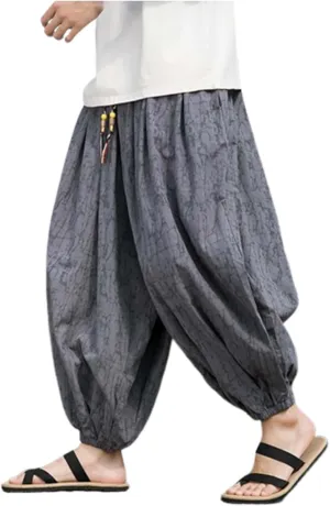 Elastic Ankle Harem Pants for Men Baggy Loose Fit Lounge Trousers Oversized Joggers Japanese Boho Hippie Yoga Pants