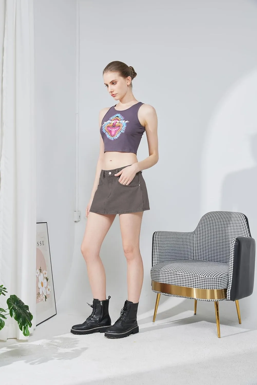 EMMIOL Jean Skirts for Women Sexy Mid Waist Sexy Mini Dress 2025 Trendy Y2k Clothes Denim Skirt