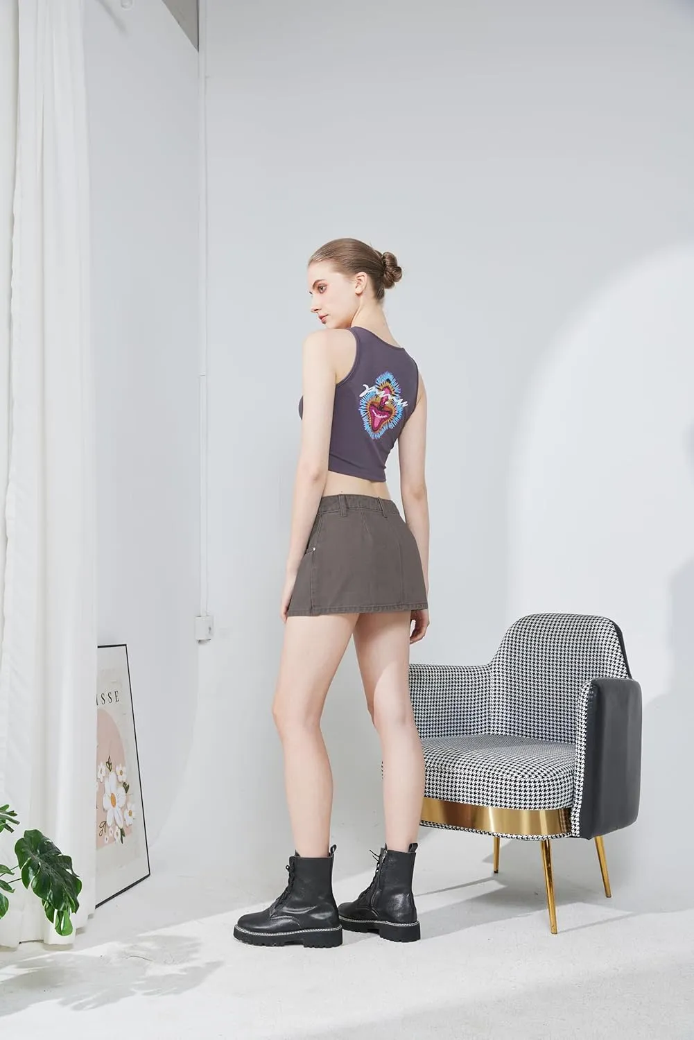 EMMIOL Jean Skirts for Women Sexy Mid Waist Sexy Mini Dress 2025 Trendy Y2k Clothes Denim Skirt