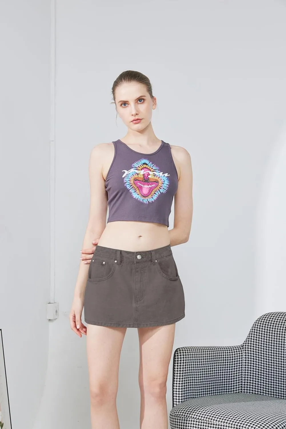 EMMIOL Jean Skirts for Women Sexy Mid Waist Sexy Mini Dress 2025 Trendy Y2k Clothes Denim Skirt