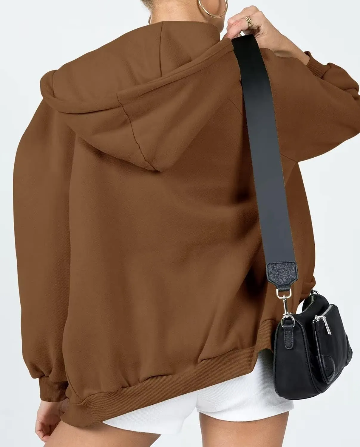 Ezbelle Women's Full Zip Up Hoodie Fall Jacket Oversized Casual Hooded Sweatshirts with Pockets