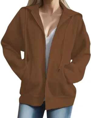 Ezbelle Women's Full Zip Up Hoodie Fall Jacket Oversized Casual Hooded Sweatshirts with Pockets