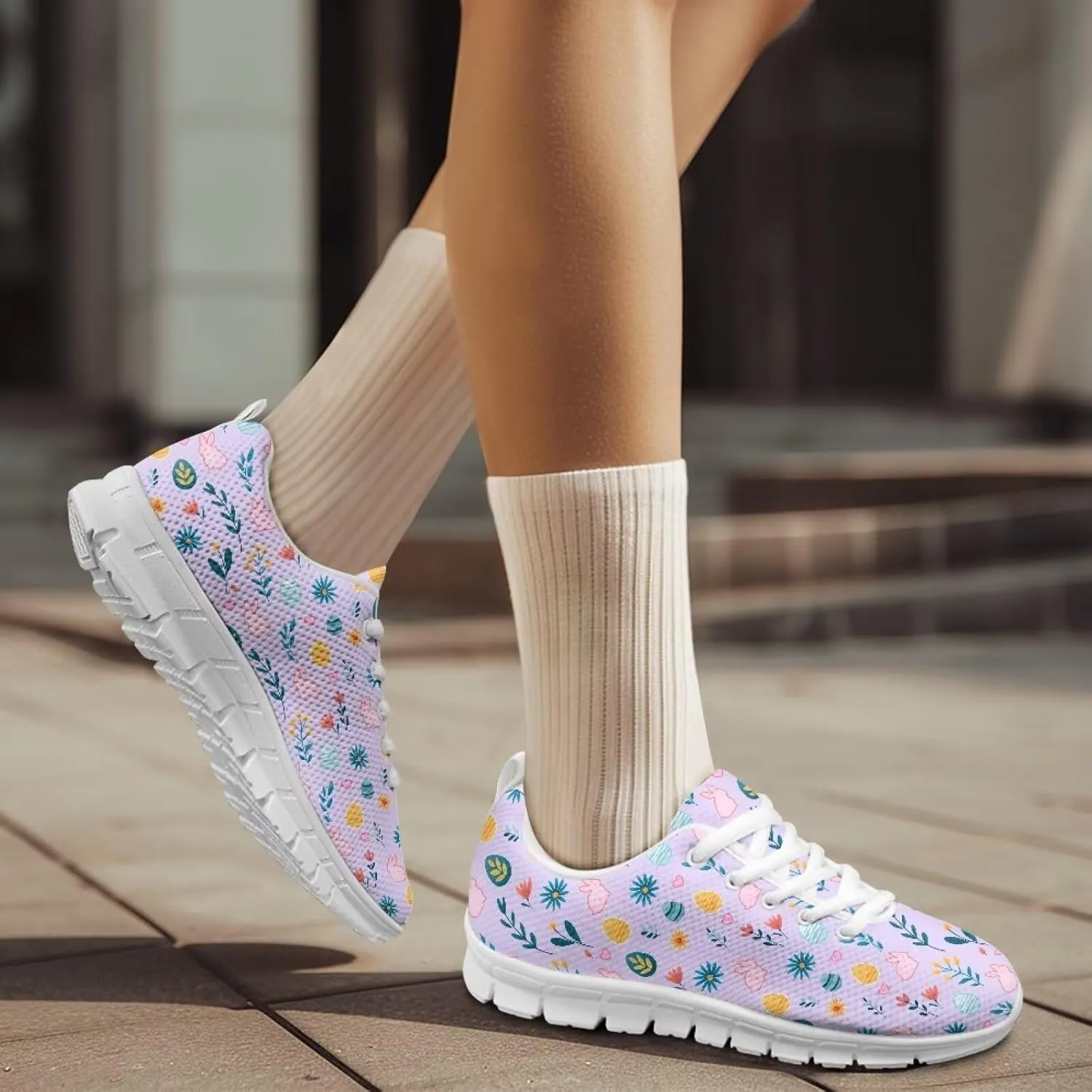 Fashion Running Shoes Platform Workout Tennis Sneakers for Womens Shockproof Non-Slip Camping Shoes for Hiking Size 5-12 White Sole