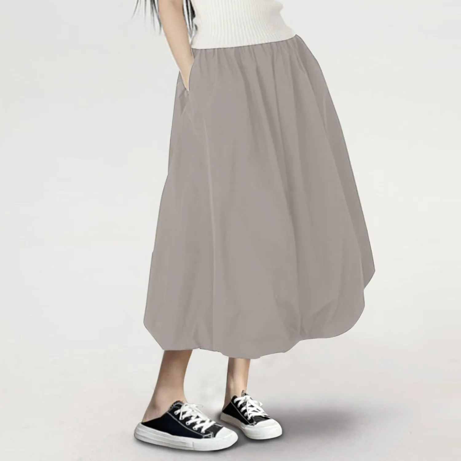 Fashion Skirts for Women 2024 Trendy Women Mid Length Skirt High Waisted Bud Skirt with Pocket Holiday Party
