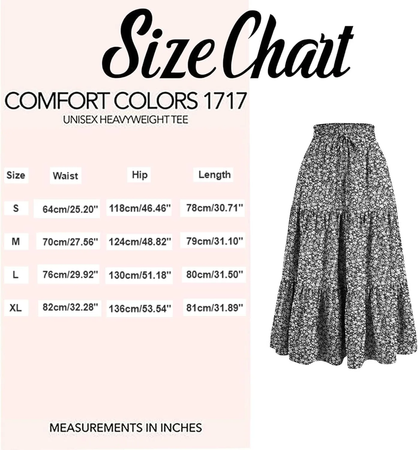 Floral Maxi Skirt for Women Summer High Waisted Comfy Tiered Elastic Skirts Vacation A-Line Flowy Swing Long Skirts
