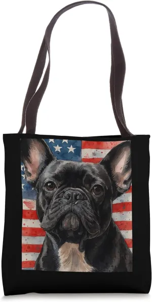 Frenchie 4th of July French Dog USA Flag Where's the Paw-ty Tote Bag
