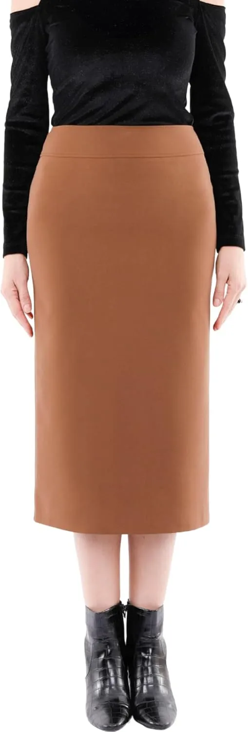G-Line Pencil Midi Skirts for Women - Petite to Plus Size Midi Skirt - High Waisted, Back Slit, Knee Length Women's Skirts