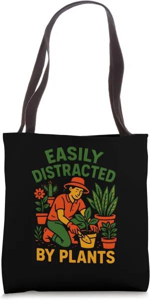 Gardening Distracted By Plants Vintage Women's Botanical Tote Bag