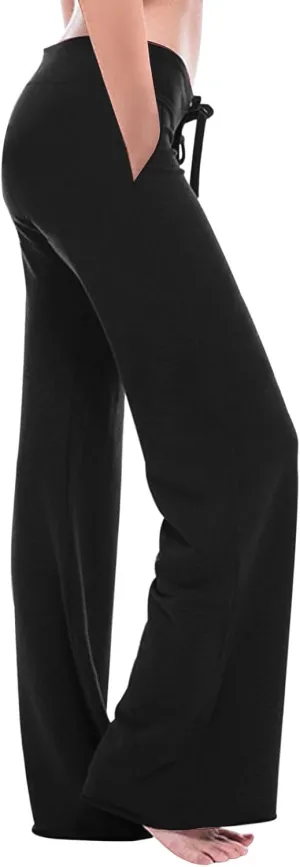 Gcvizuso High Waisted Cargo Pants for Women Drawstring Waist Wide Leg Trousers with Pockets Plus Size Solid Loose Leggings