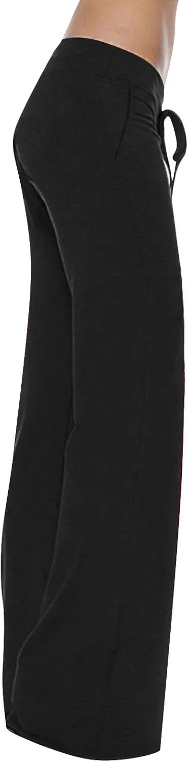 Gcvizuso High Waisted Cargo Pants for Women Drawstring Waist Wide Leg Trousers with Pockets Plus Size Solid Loose Leggings