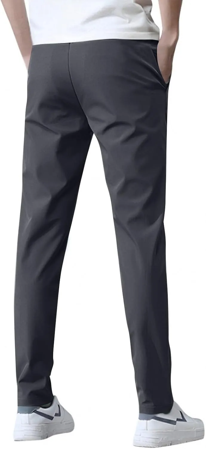 Glide Pants Men Breathable Quick Dry Work Pants Stretch Lightweight Elastic Waist Drawstring Active Hiking Pant