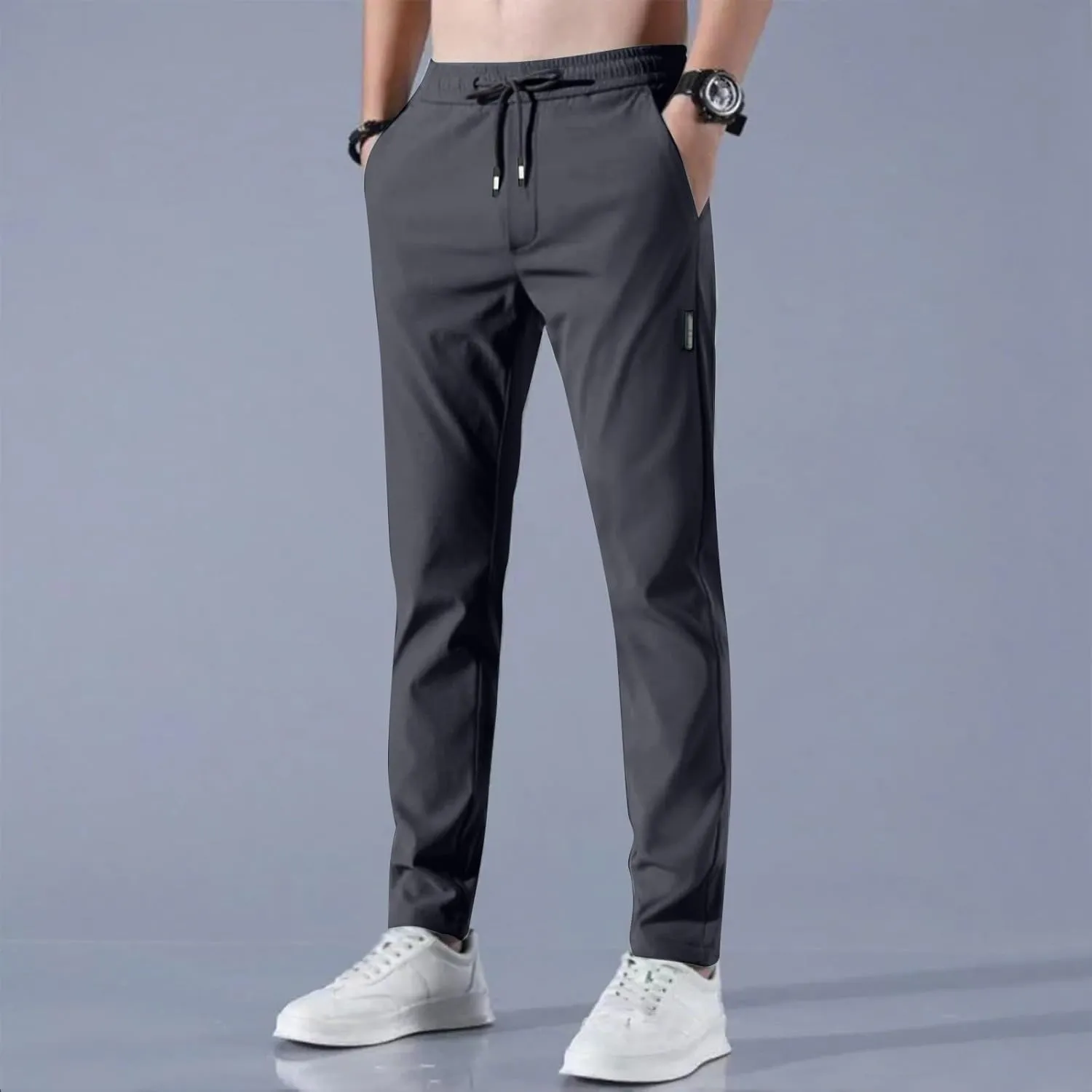 Glide Pants Men Breathable Quick Dry Work Pants Stretch Lightweight Elastic Waist Drawstring Active Hiking Pant