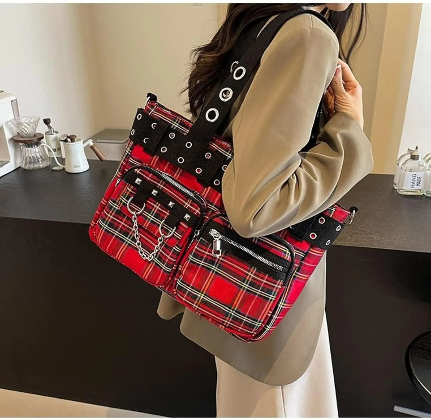 Gothic Goth Purse,Punk Grunge Messenger Bag,Cool Goth Canvas Shoulder Bag for Women