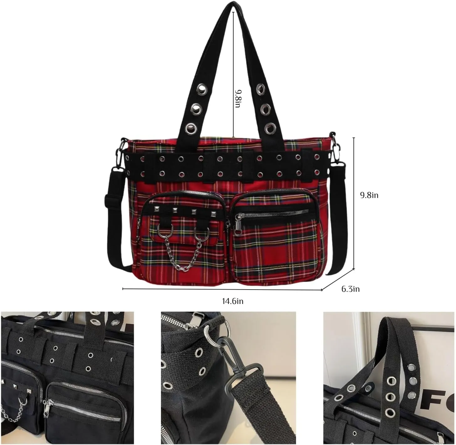 Gothic Goth Purse,Punk Grunge Messenger Bag,Cool Goth Canvas Shoulder Bag for Women