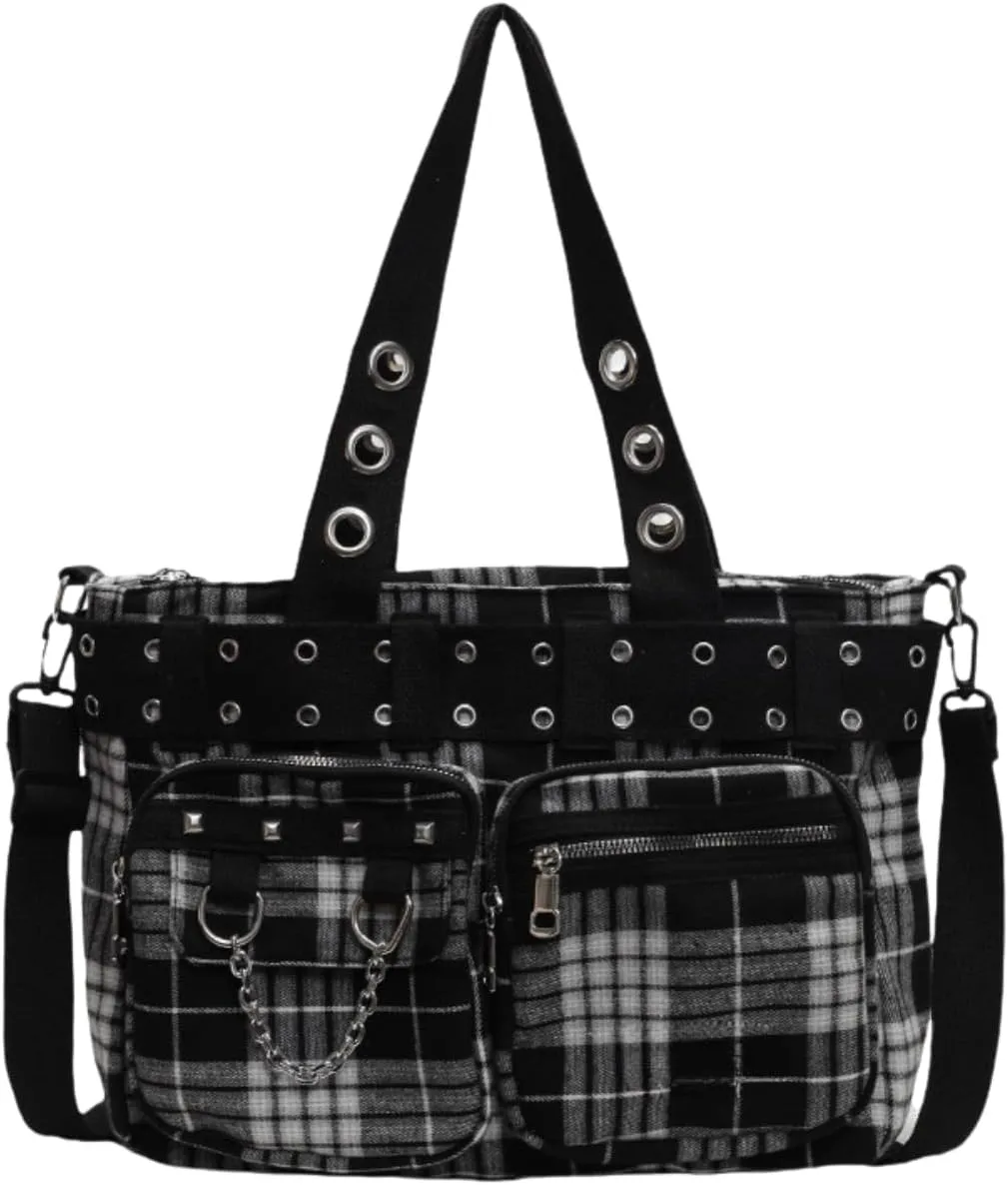 Gothic Goth Purse,Punk Grunge Messenger Bag,Cool Goth Canvas Shoulder Bag for Women