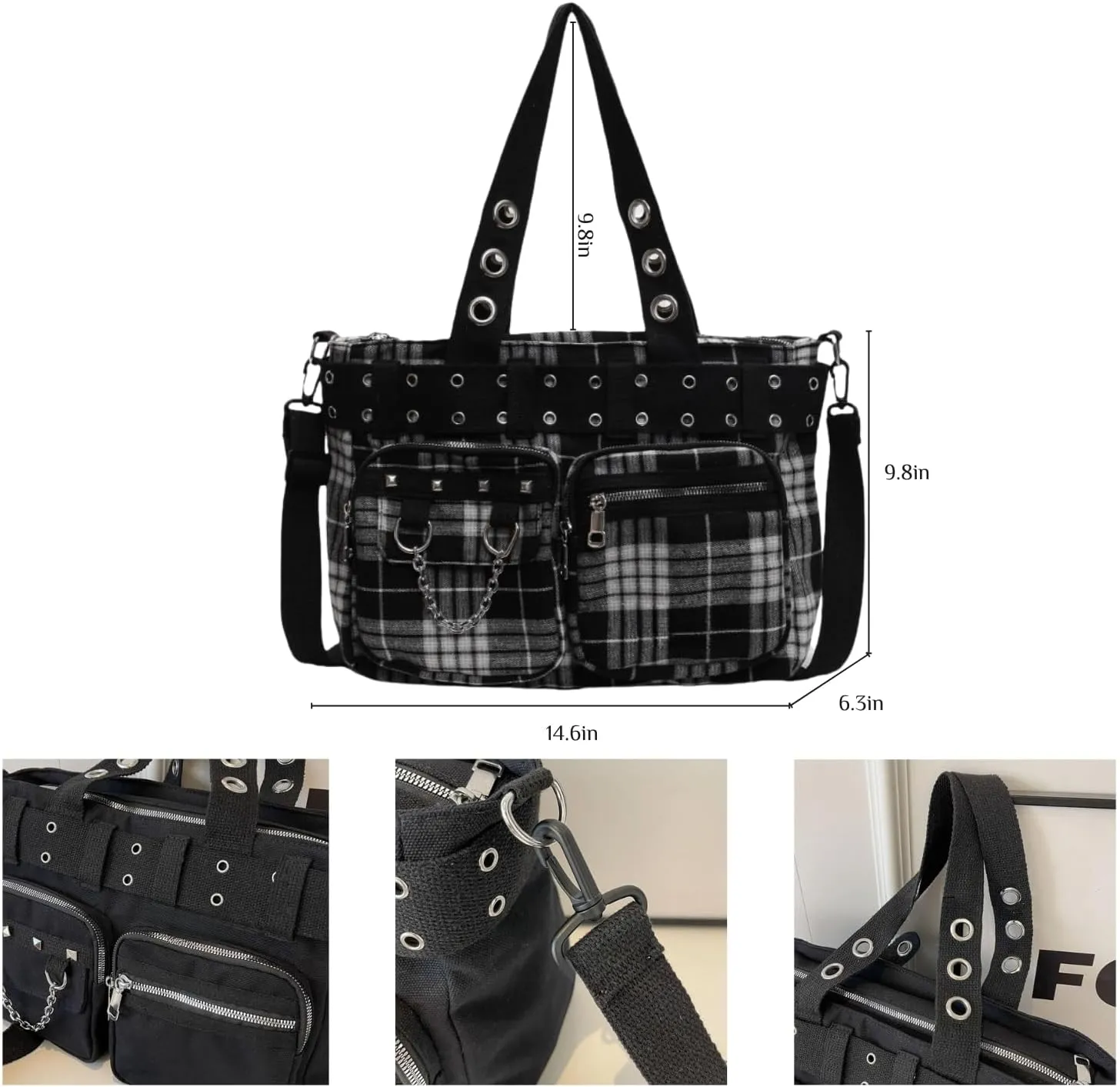Gothic Goth Purse,Punk Grunge Messenger Bag,Cool Goth Canvas Shoulder Bag for Women