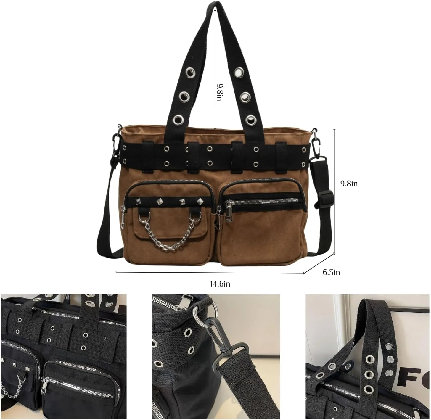 Gothic Goth Purse,Punk Grunge Messenger Bag,Cool Goth Canvas Shoulder Bag for Women
